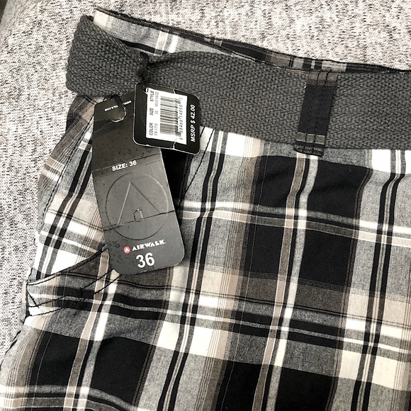 Airwalk™️ Plaid Men’s Skateboarding Cargo Board Shorts NEW with Tags Size 36 - Picture 5 of 8